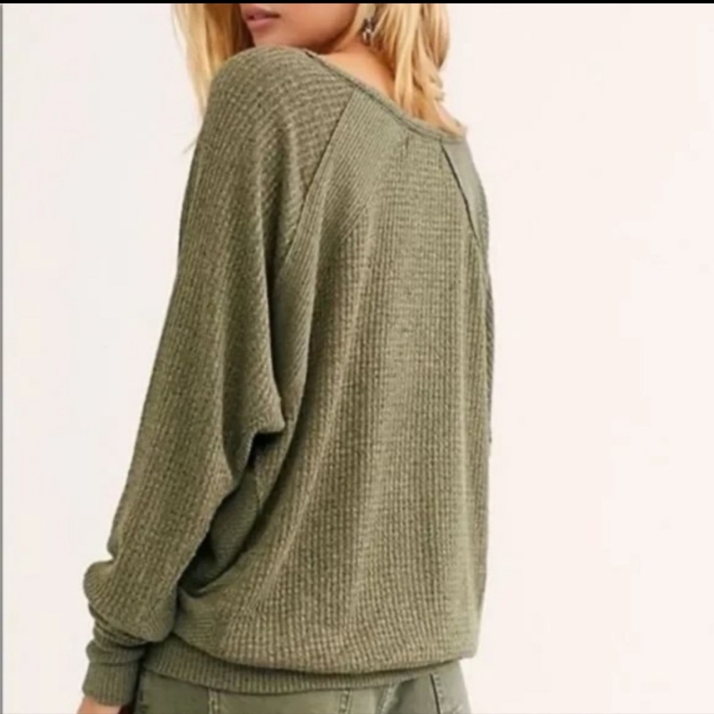 Free People Santa Clara Thermal Long Sleeve Shirt NWT Ferngully L
